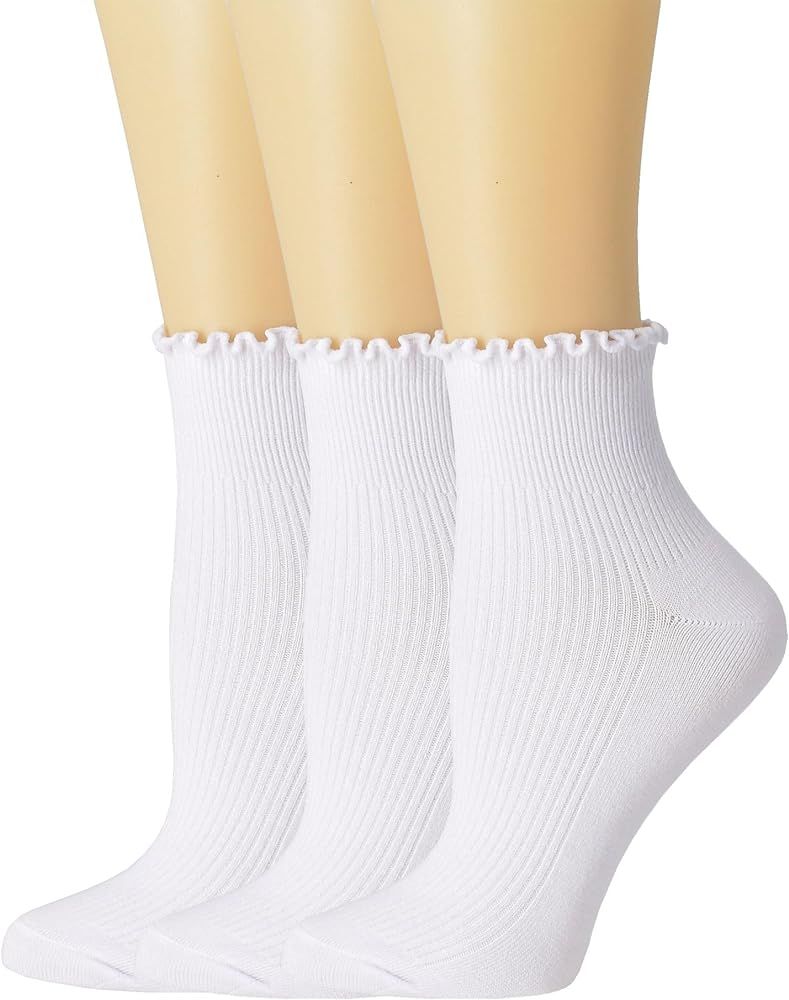 SRYL Ruffle Ankle Socks for Women's,Casual Cute Turn-Cuff Socks Soft Breathable Knit Cotton Lettu... | Amazon (US)