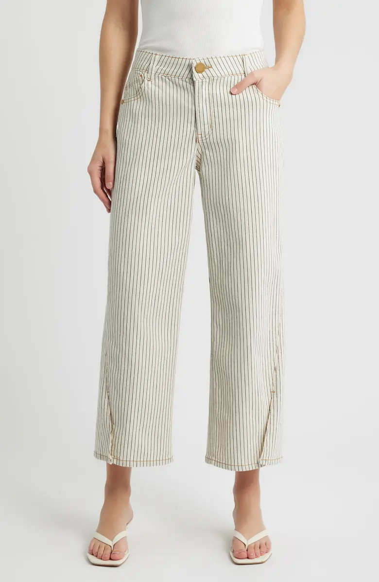 Sam Stripe High Waist Ankle Wide Leg Jeans | Nordstrom