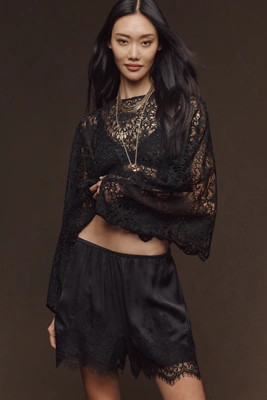 LyreBird Lace-Trim Silky Shorts | Anthropologie (US)