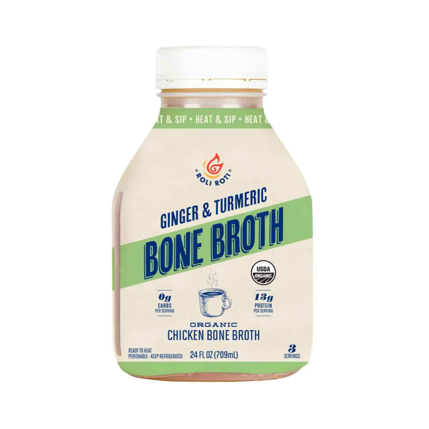Organic Chicken Bone Broth, Ginger Turmeric, 24 Fl Oz | Misfits Market