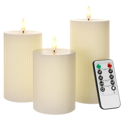 ANGELLOONG Battery Operated Candles with Remote, Real Wax Flameless Candles with Flickering Flame, Pillar LED Electric Timer Candle for Home Party Decor | Amazon (US)