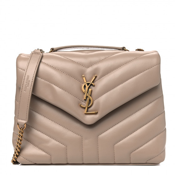 SAINT LAURENT

Calfskin Y Quilted Monogram Small Loulou Chain Satchel Dark Beige | Fashionphile