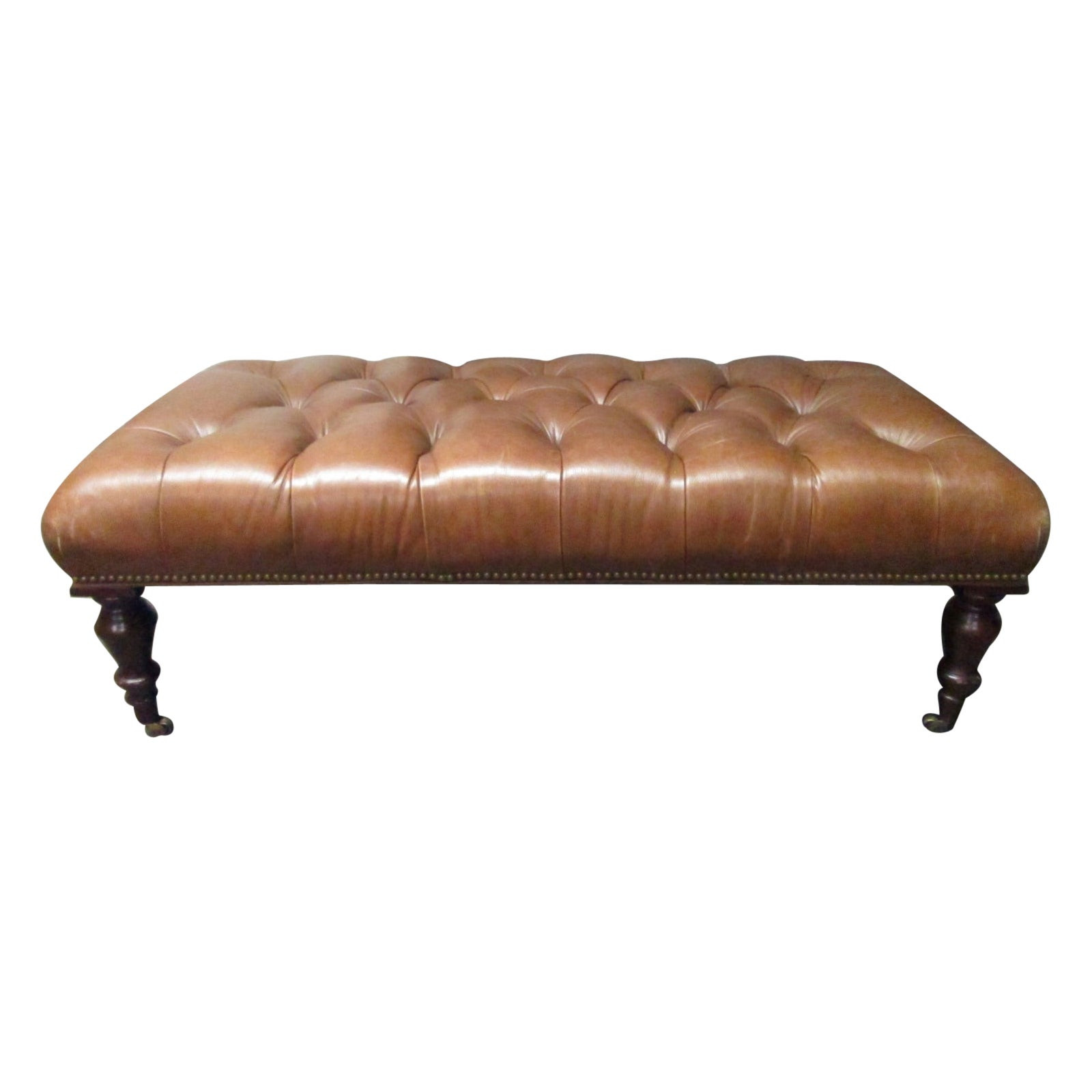 George Smith English Tufted Leather Bench | 1stDibs
