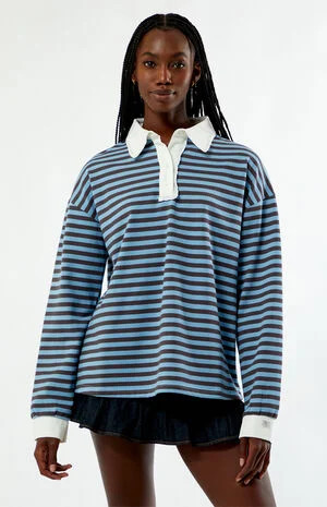 Edikted Stripey Oversized Collared Shirt | PacSun