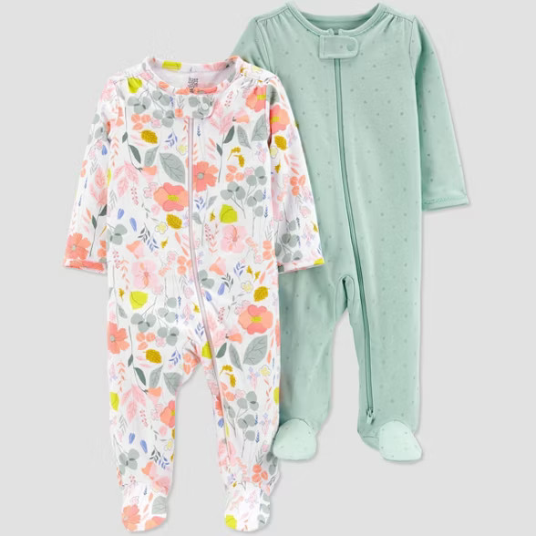 Baby Girls' 2pk Floral Sleep N' Play - Just One You® made by carter's Green/White | Target