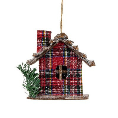 Northlight Plaid and Pine Needle Rustic Cabin Christmas Ornament - 4.25" - Red and Brown | Target