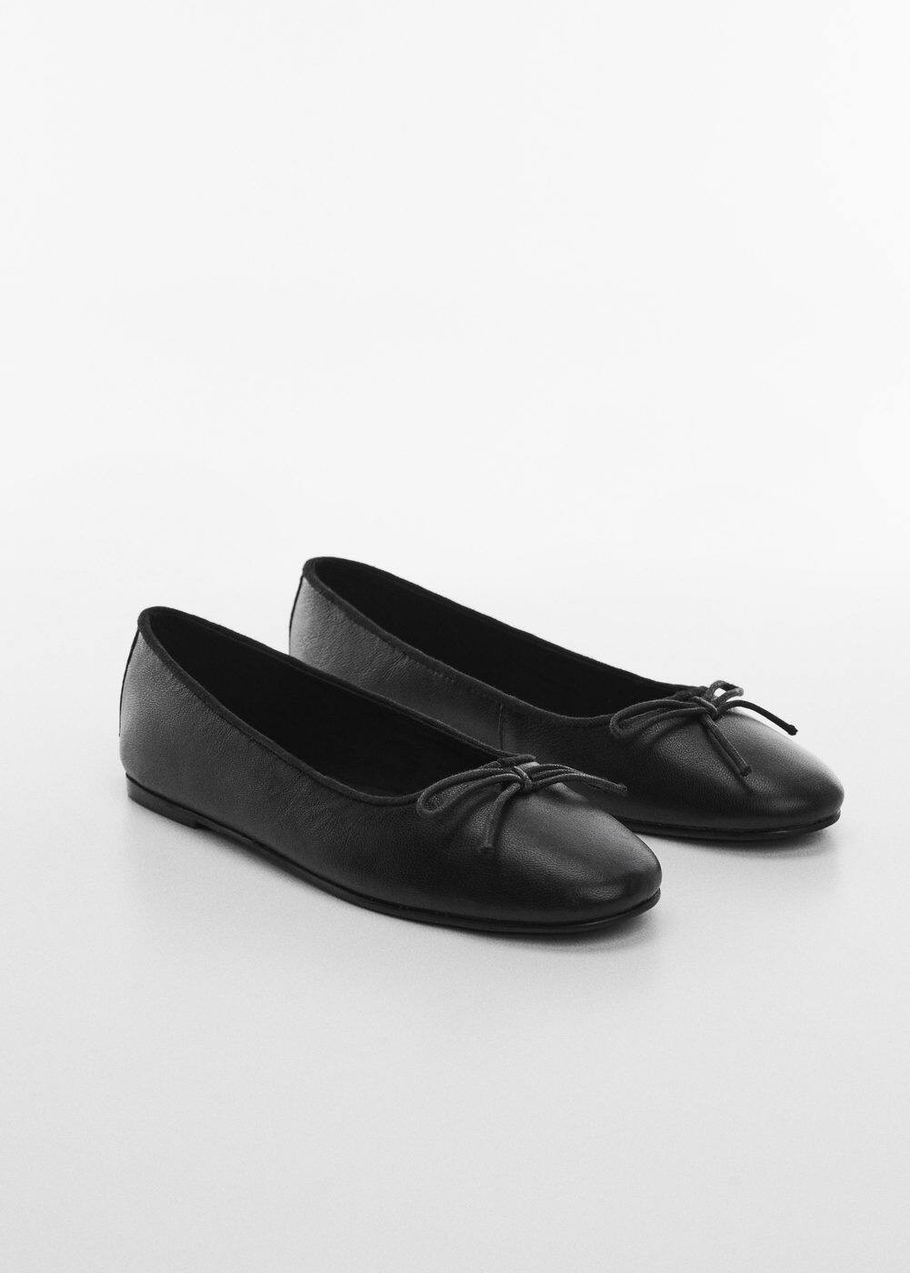 Bow leather ballerina -  Women | Mango United Kingdom | MANGO (UK)
