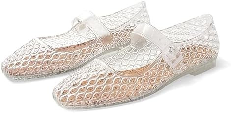 Amazon.com: DOEYG Clear Jelly Ballet Flats for Women Jelly Sandals Shoes Women Beach Jellies Mary... | Amazon (US)