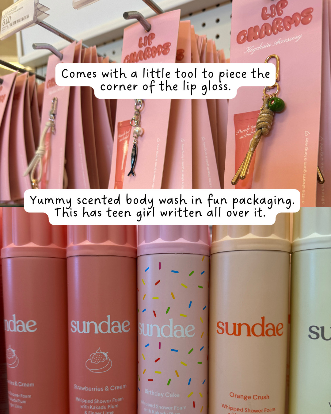 Teen girl gift alert! Lip gloss & charms and fun scented bath wash! 

 #LTKGiftGuide #LTKHoliday #LTKKids