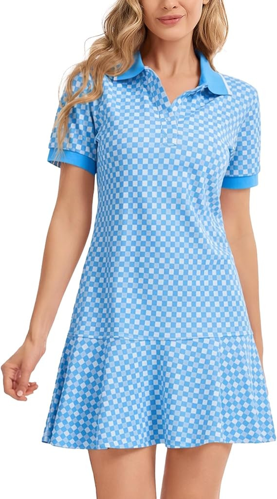YEXPINE Polo Dress for Women Short Sleeve Ruffle Hem Golf Tennis Summer Mini Dresses | Amazon (US)