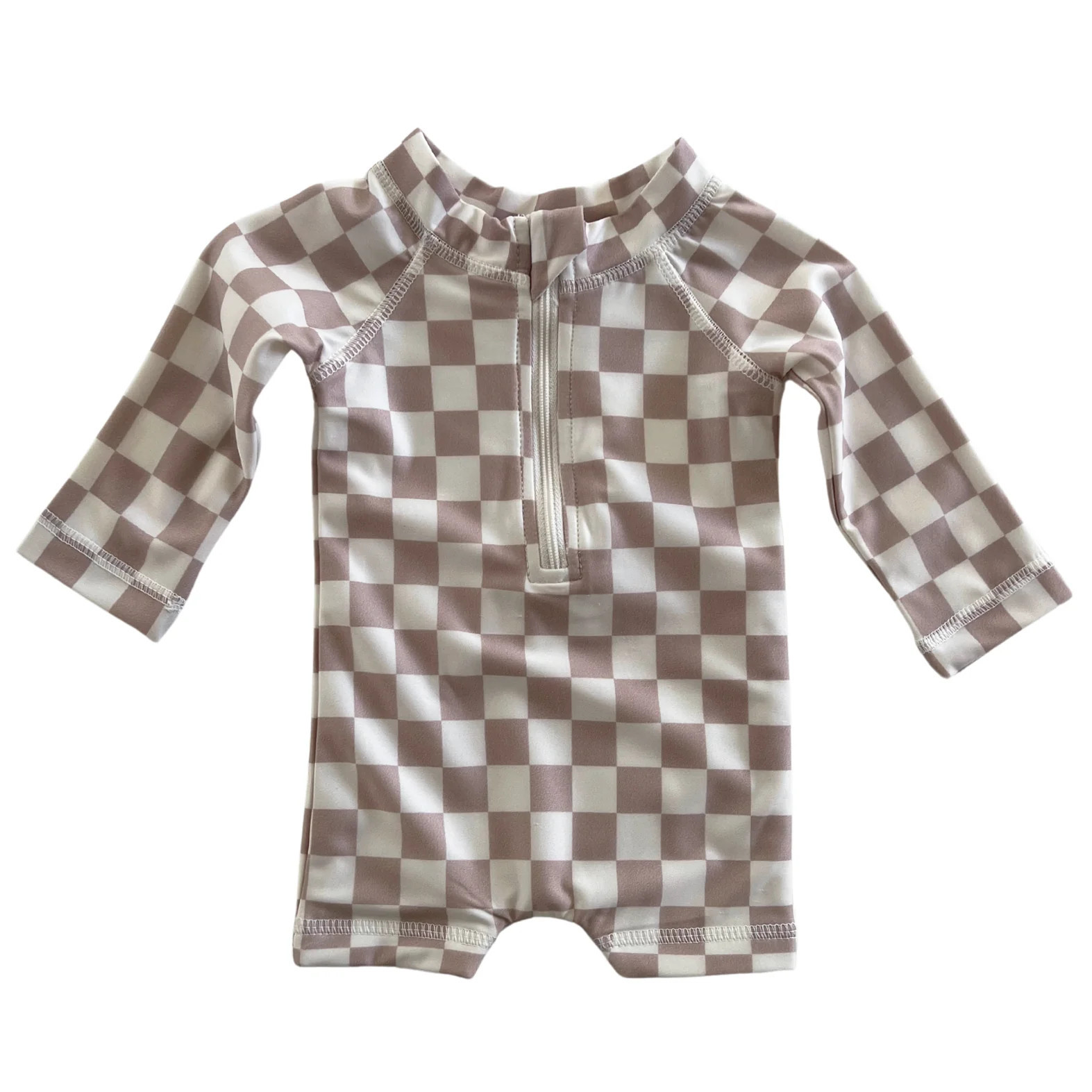 Tiramisu Checkerboard / Sonny Rashguard Swimsuit / UPF 50+ | SpearmintLOVE