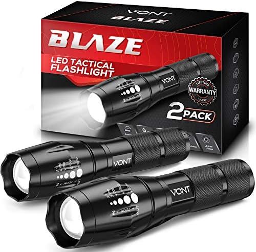 Vont LED Tactical Flashlight [2 Pack] 2X Longer Battery Life, 5 Modes, High Lumen, Adjustable, Zo... | Amazon (US)