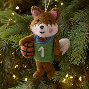 Felt Fox Playing Basketball Ornament | West Elm (US)