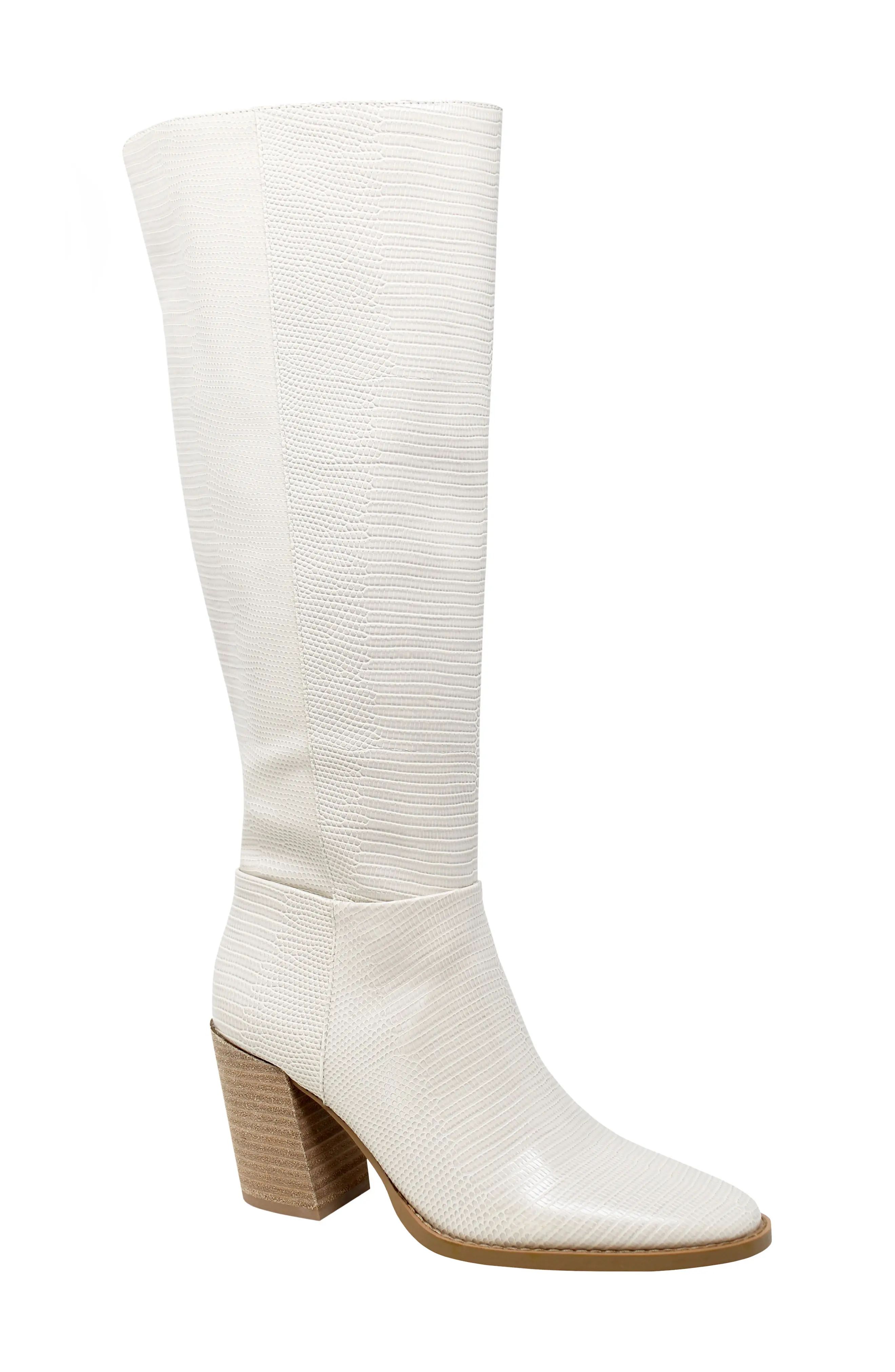 Charles by Charles David Charles David Softie Lizard Embossed Knee High Boot, Size 6 in Off White at | Nordstrom