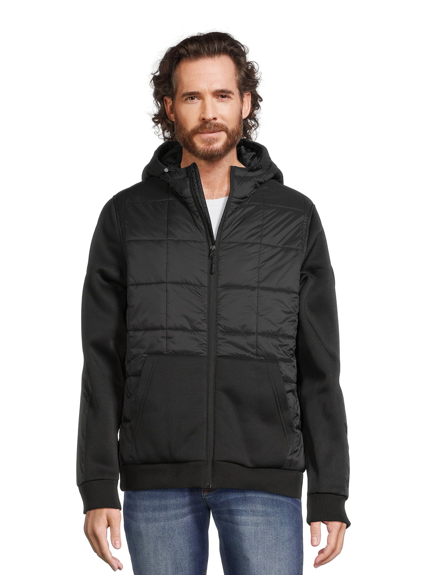 Reebok Men's Mixed Media Puffer Jacket with Hood, Sizes M-2X | Walmart (US)