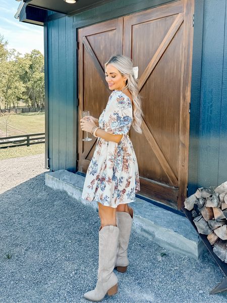 Abercrombie fall dress // wearing an xs petite in dress. Runs tts. This dress is so cute and perfect for fall events or fall family photos. My pink lily boots are an amazing dolce vita look for less and are super comfy! They run tts  

#LTKshoecrush #LTKU #LTKSeasonal