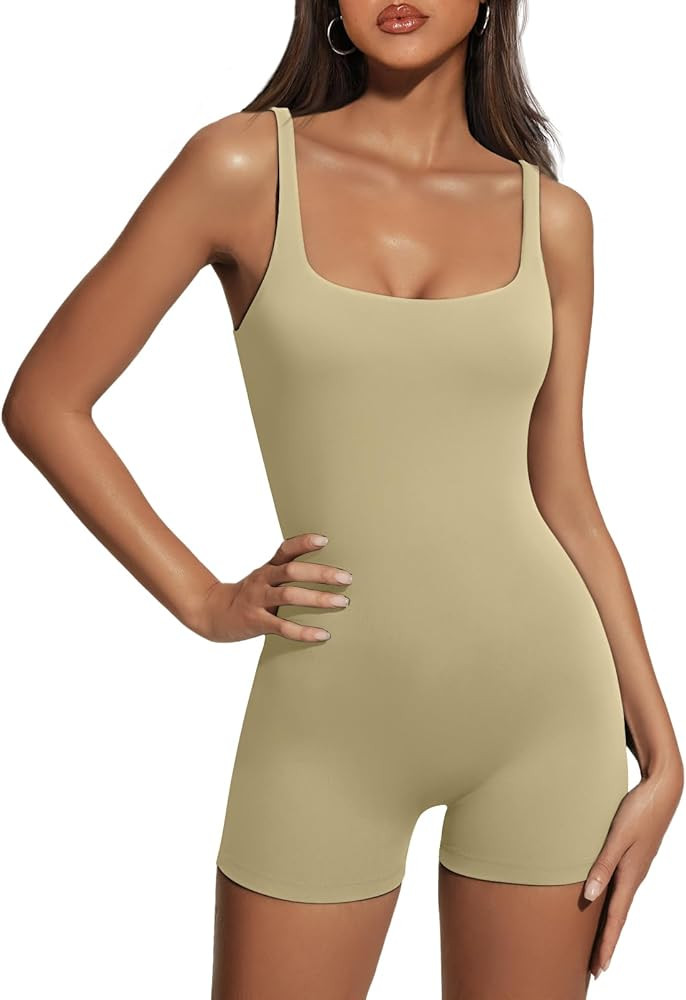 AUTOMET Womens Jumpsuits Shorts Rompers One Piece Bodysuits Yoga Sleeveless Backless Seamless Bod... | Amazon (US)