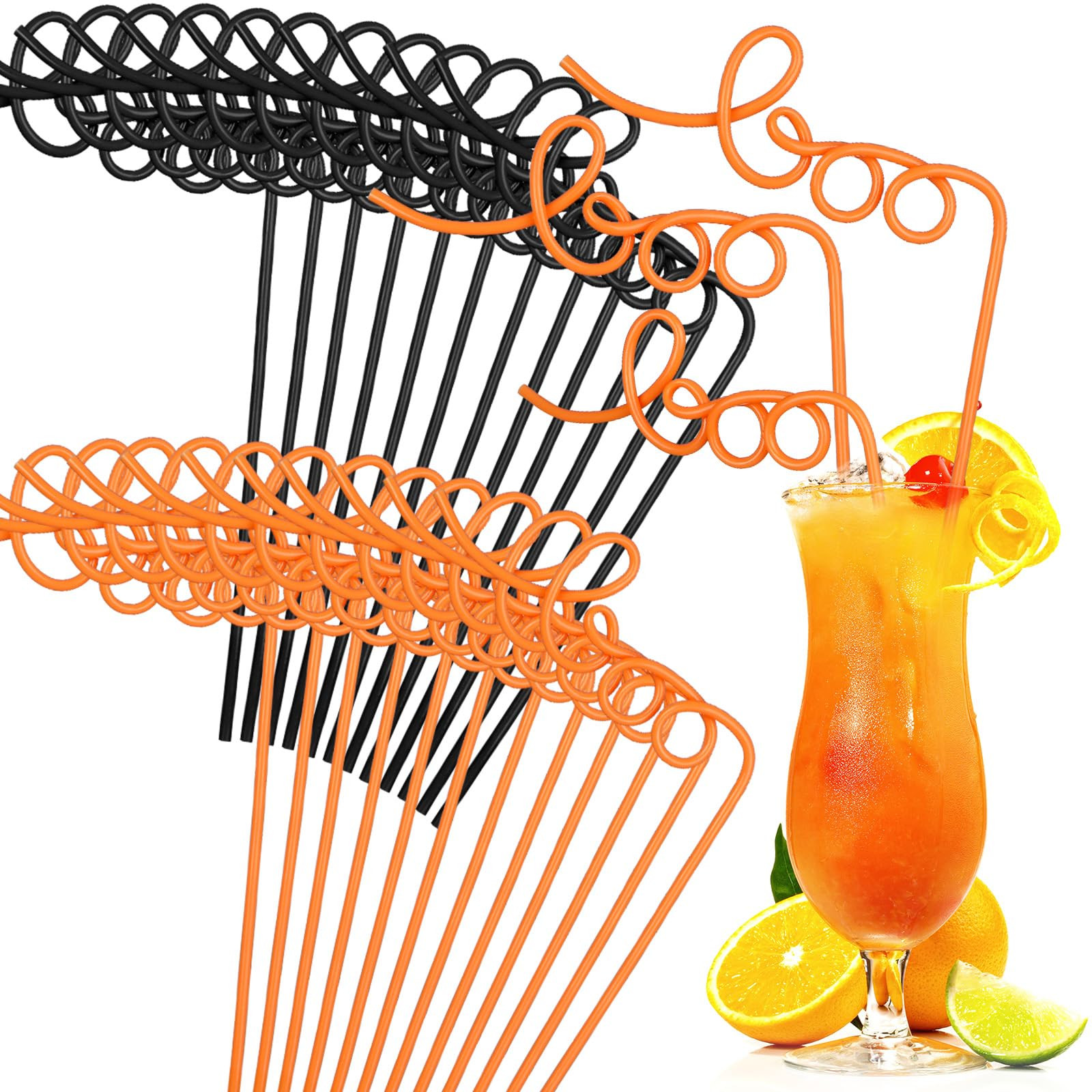 24 Pcs Crazy Plastic Straws - Halloween Boo Straws for Party Supplies, Buffet Table, Birthday, Ba... | Amazon (US)