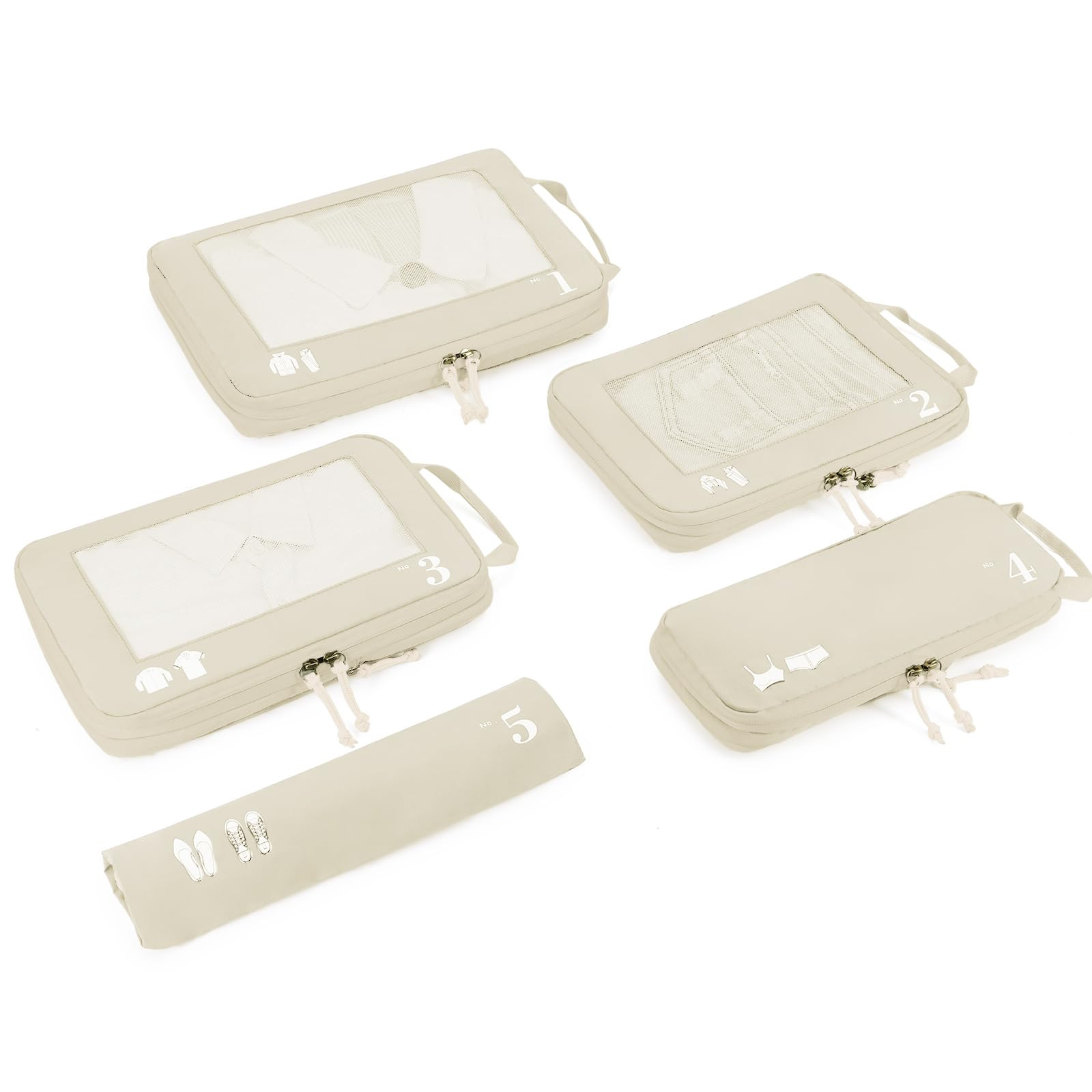 ECOHUB 5 Set Compression Packing Cubes for Suitcases Organiser Bags Travel Accessories with Shoes... | Amazon (UK)