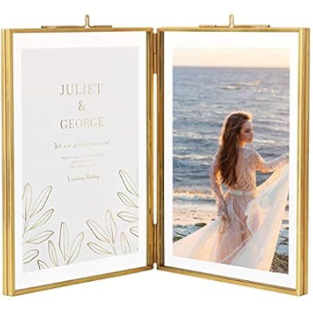 Rising Star Brass Frame, Double 5x7 Folding Picture Frames, Gold Metal Pressed Glass Photo Frame | Amazon (US)