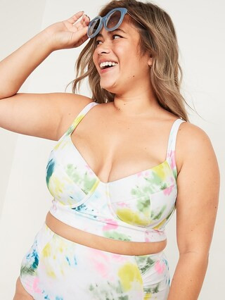 Long-Line Underwire Plus-Size Bralette Swim Top | Old Navy (US)
