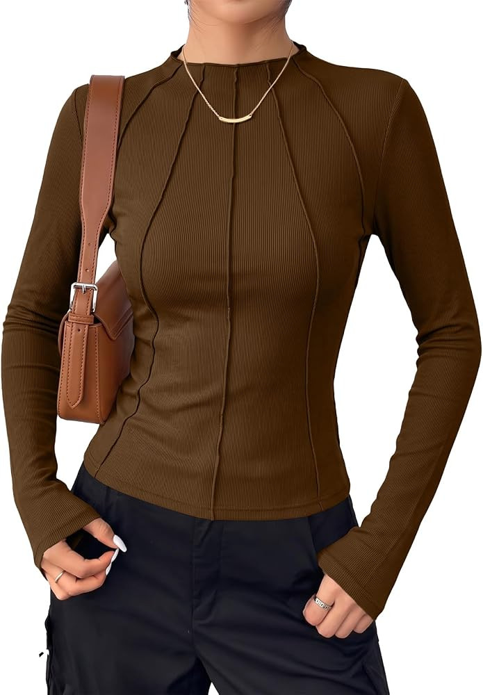 Sidefeel Long Sleeve Shirts for Women Going Out Tops Casual Basic Tees | Amazon (US)