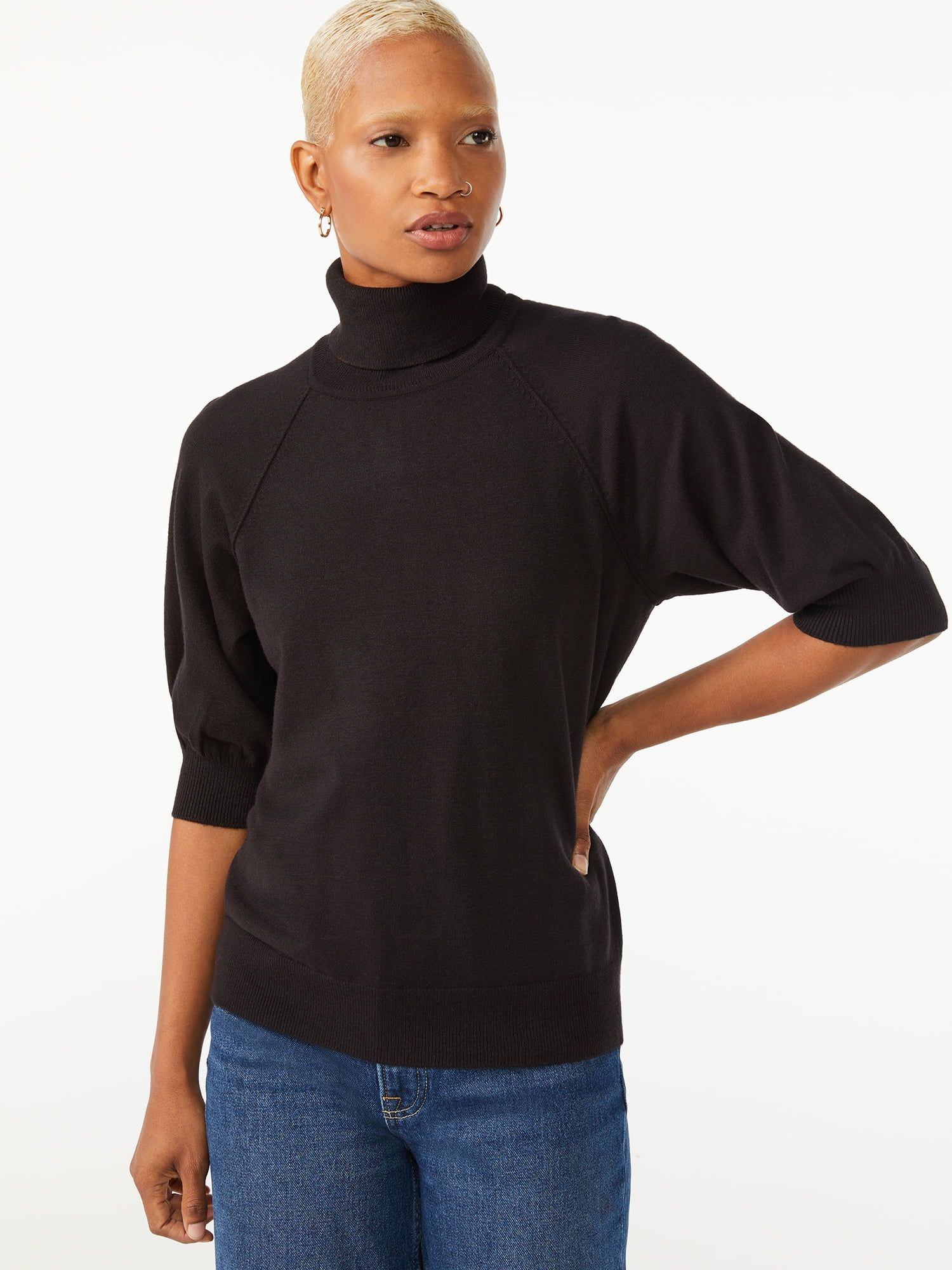 Free Assembly Women's Raglan Turtleneck Sweater | Walmart (US)