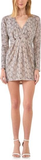 Endless Rose Snakeskin Print Long Sleeve Minidress | Nordstrom | Nordstrom