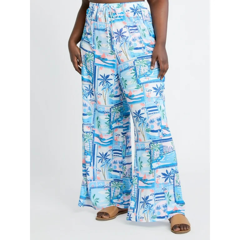 Time and Tru Women’s and Women’s Plus Scenic Print Coverup Pants, Sizes XS-3X | Walmart (US)