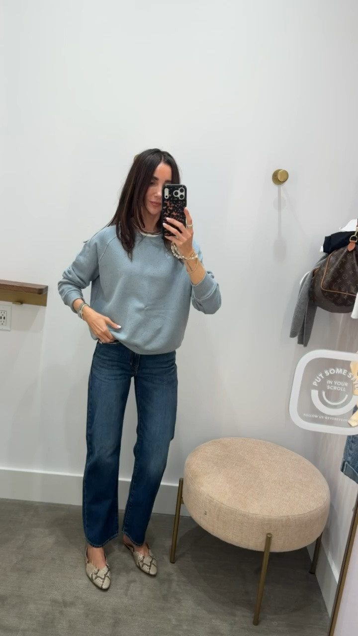 EVEREVE FALL FASHION EVENT, all on sale. I'm in size S in sweatshirt and 26 in jeans.

#LTKSaleAlert #LTKOver40 #LTKootd