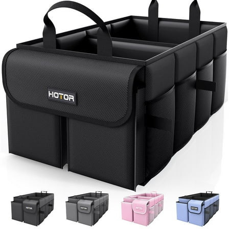 HOTOR Trunk Organizer for Car and SUV - Large-Capacity Car Organizer with Multiple Compartments, Foldable Car Organization for Car Accessories, Tools, Sundries, Black | Walmart (US)