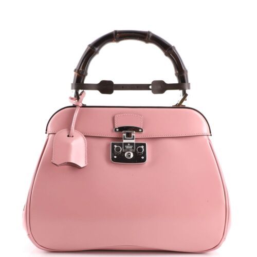 Gucci Lady Lock Bamboo Top Handle Bag Leather Medium Pink | eBay US