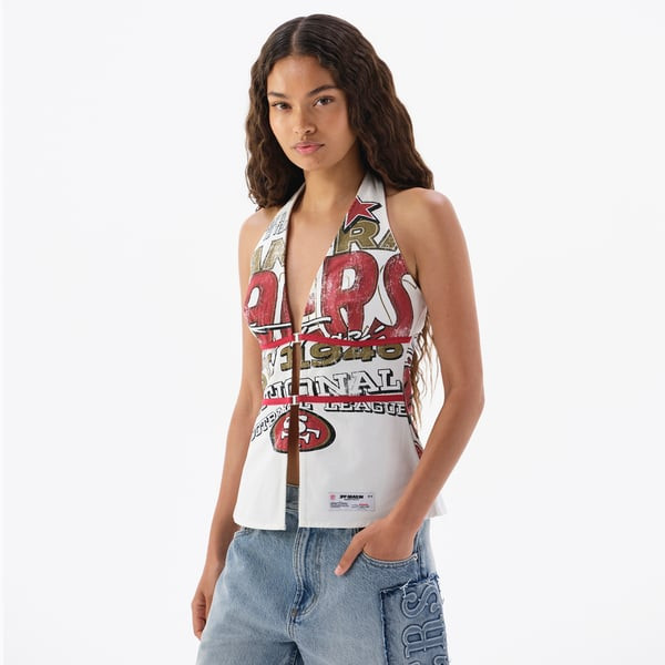 San Francisco 49ers Off Season Women's Canvas Halter Tank Top - White | Fanatics