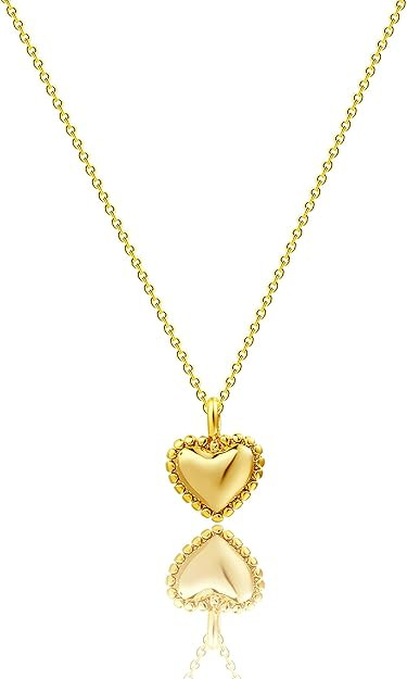 Dainty Heart Necklace for Women, 14k Gold Plated/Rose Gold/Silver Tiny Cute Heart Pendant Necklac... | Amazon (US)