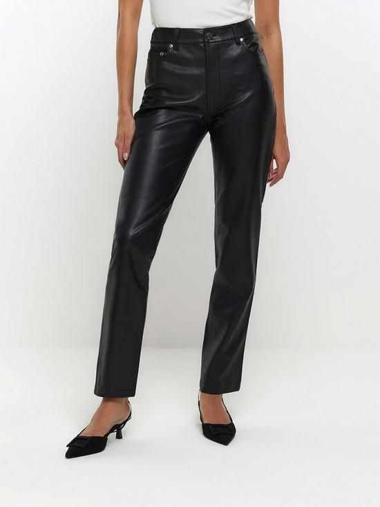 River Island Pu Straight Fitted Trouser - Black | Very (UK)