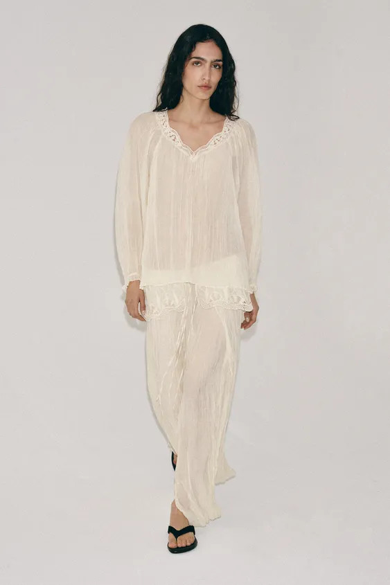 ZW COLLECTION EMBROIDERED WAISTBAND MIDI SKIRT | Zara UK