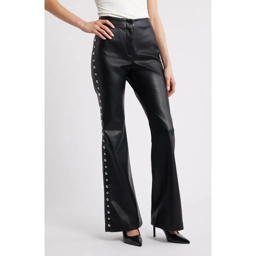 MANGO Ares Flare Faux Leather Pants in Black at Nordstrom Rack, Size 8 | Nordstrom Rack