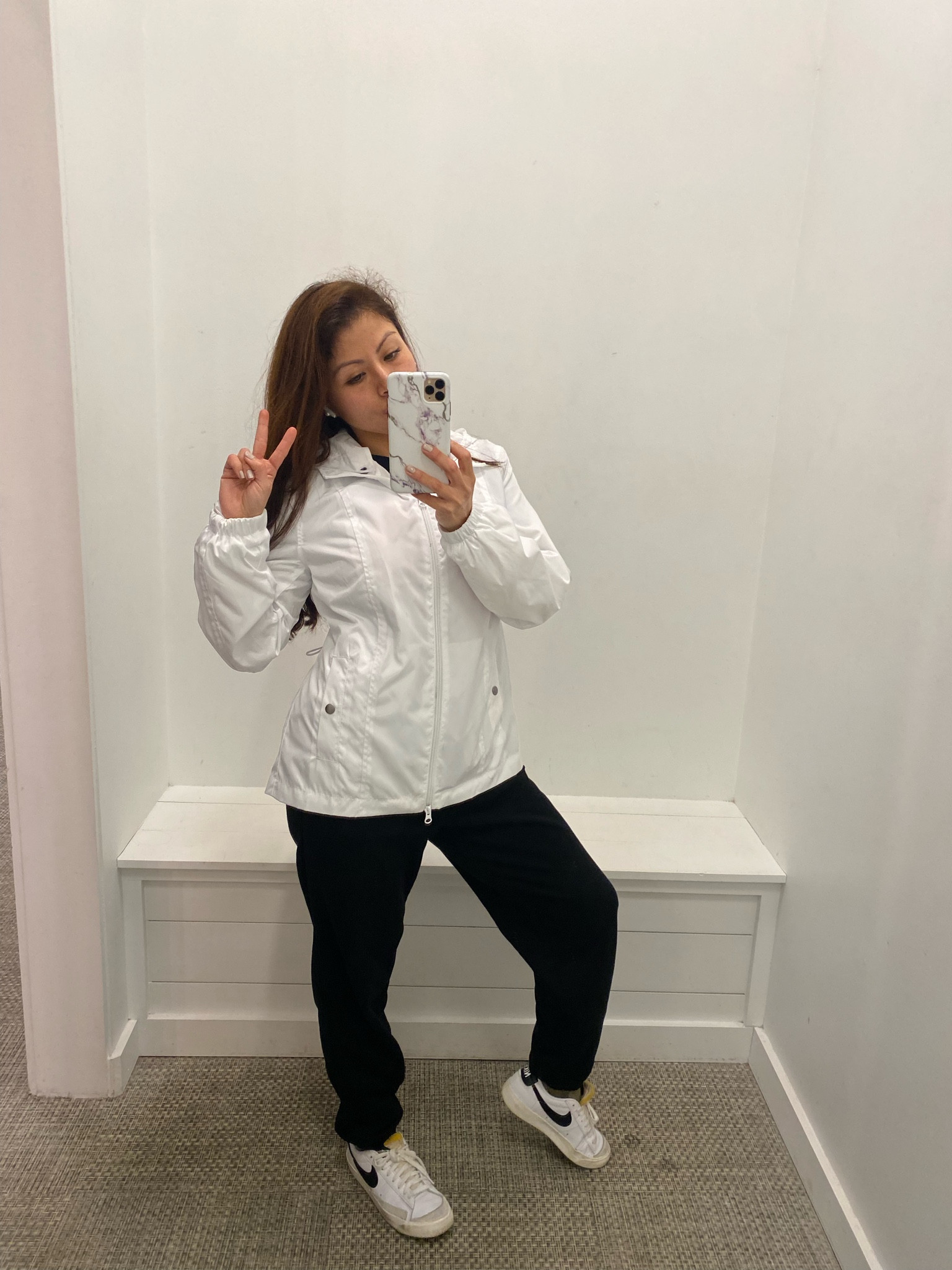Rainy day outfit.

Wearing this beautiful white raincoat, black joggers, and my favorite white stylish sneakers. Ready to go!

#LTKstyletip #LTKfitness #LTKGiftGuide