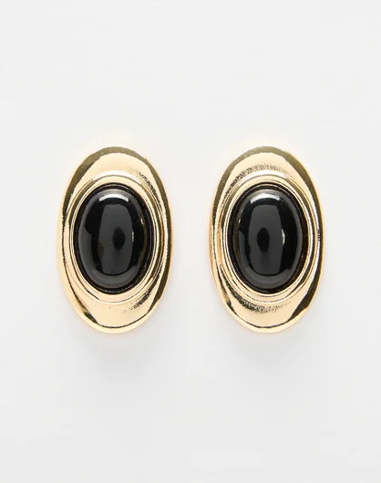 Statement Stud Earring in Gold X Black | Glassons AU | Glassons (Australia)