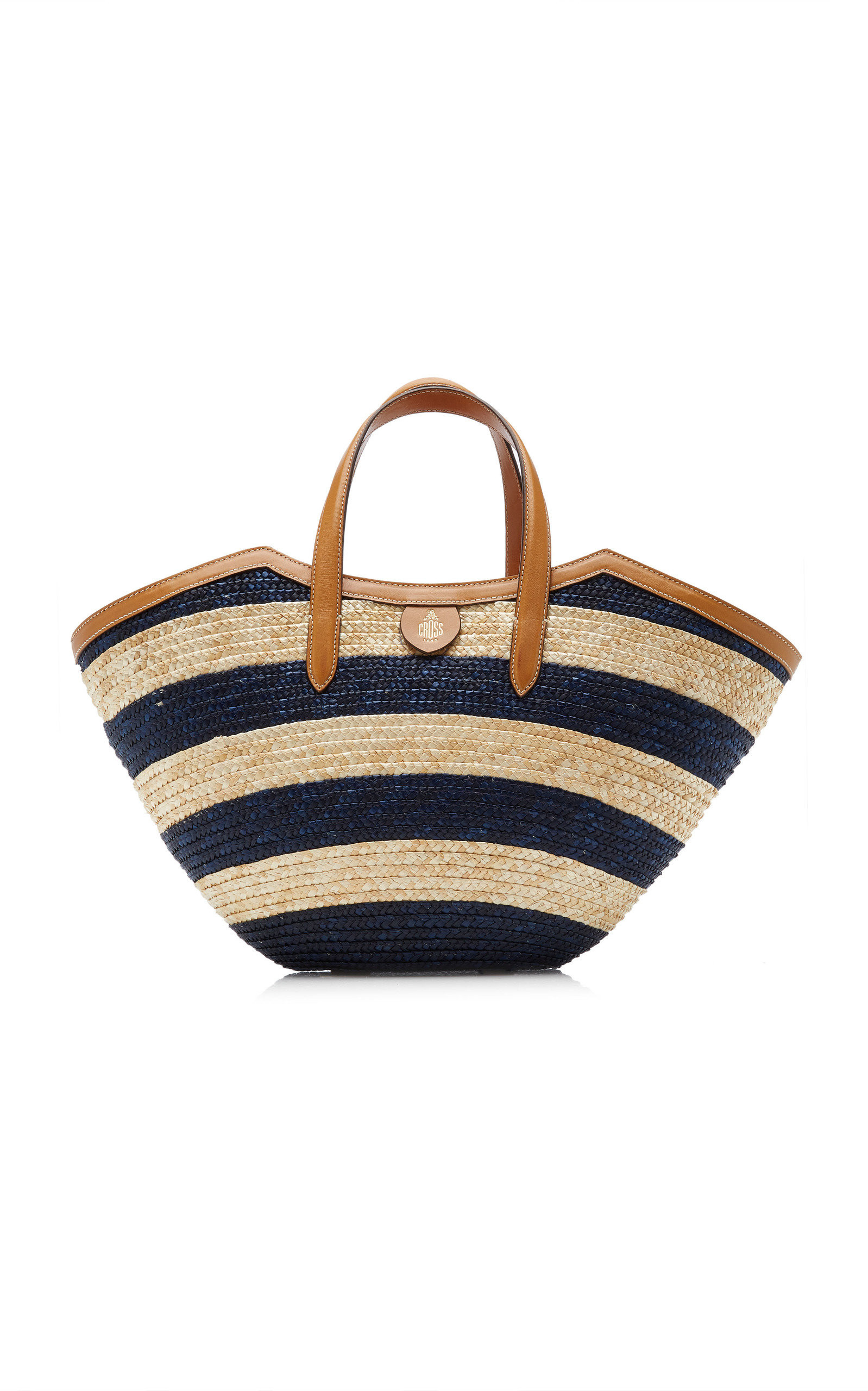 Madeline Striped Raffia Basket Tote | Moda Operandi (Global)