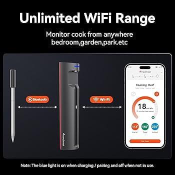 Pro Smart WiFi Wireless Meat Thermometer, Unlimited Range, Improved Stability, Ultra-Thin Probe, ... | Amazon (US)