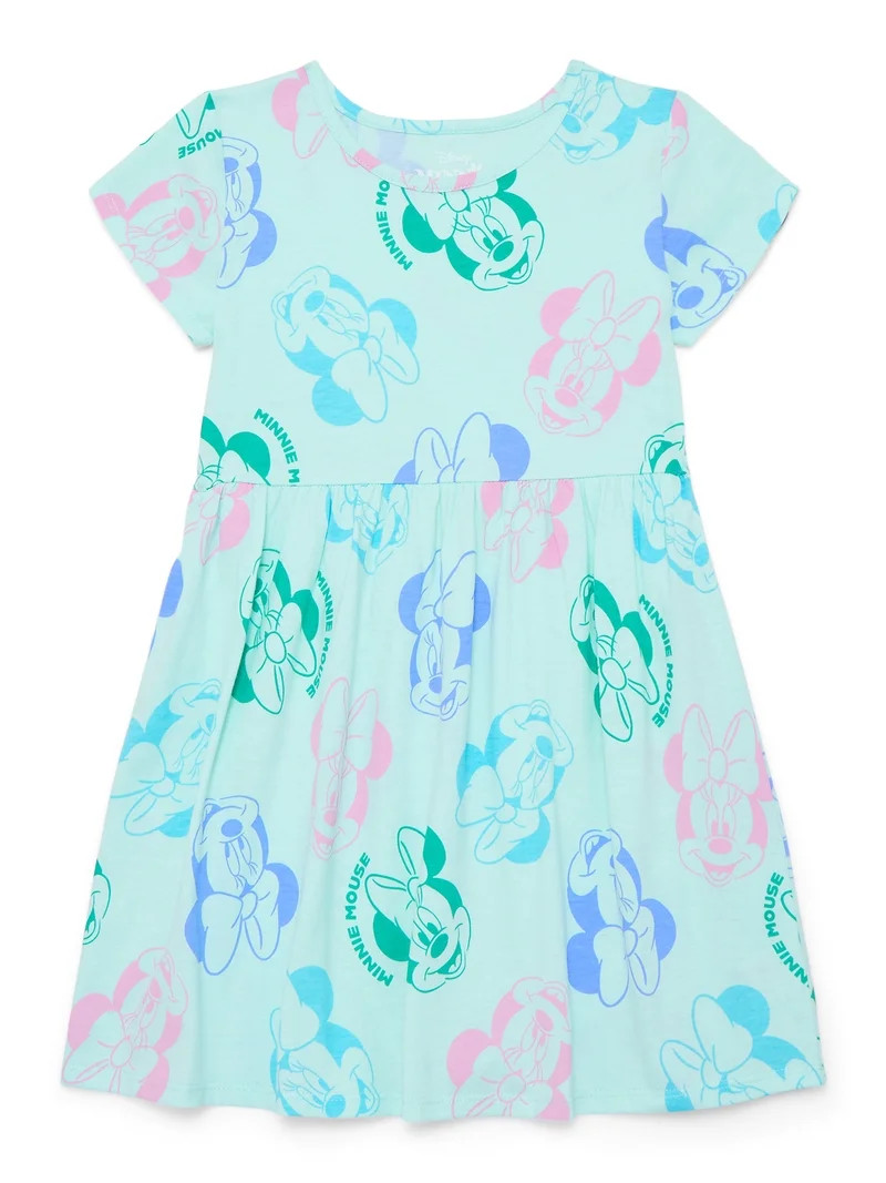 Minnie Mouse Girls' Print Dress with Short Sleeves, Sizes 4-12 | Walmart (US)