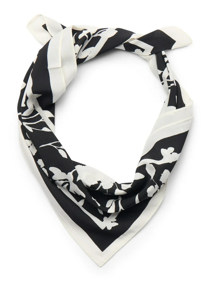Time and Tru Women's 30 X 30 Square Scarf, One Size, Floral Black Soot | Walmart (US)