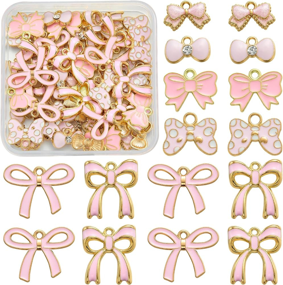 Bowknot Charms for Jewelry Making Bulk Cute Alloy Charms Pendants for Bracelet Necklace Earring D... | Amazon (US)
