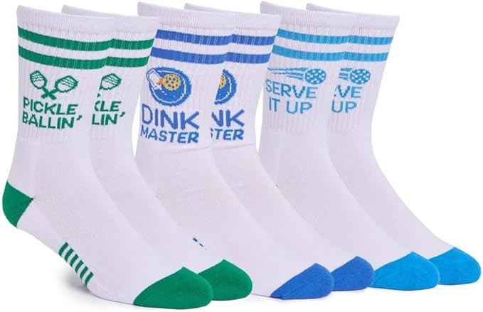 Performance Pickleball Crew Socks Mens and Womens 3 Pack Great Gift One Size | Amazon (US)