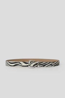 Esti Calf Hair Belt - Zebra Silver | Pistola Denim