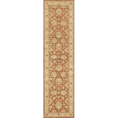 Durden Oriental Hand-Knotted Wool Rust/Ivory Area Rug | Wayfair North America
