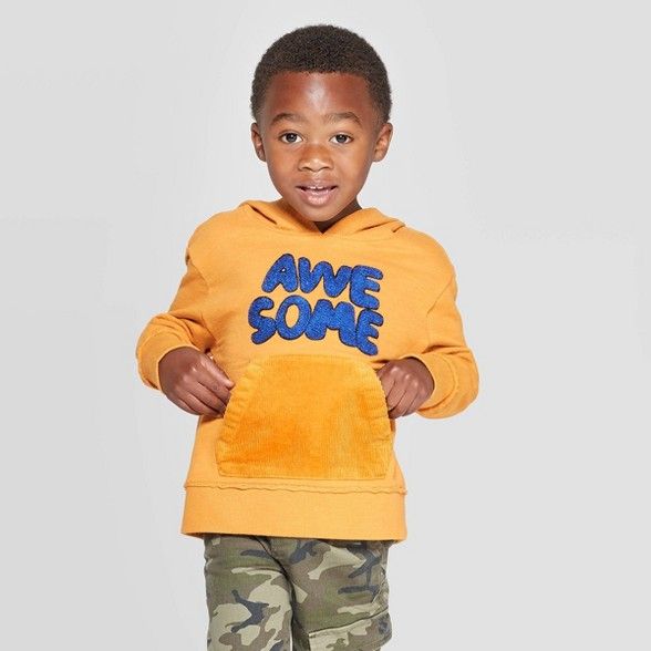 Toddler Boys' "Awesome" Graphic Hoodie - art class™ Yellow | Target