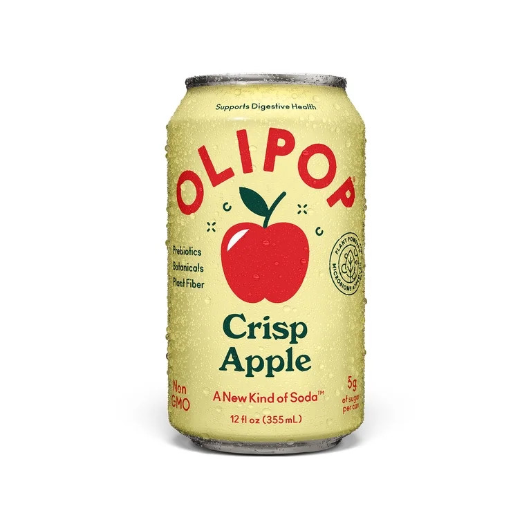 OLIPOP 9g Fiber Prebiotic Soda, Crisp Apple, 12 fl oz, Single, Refrigerated | Walmart (US)