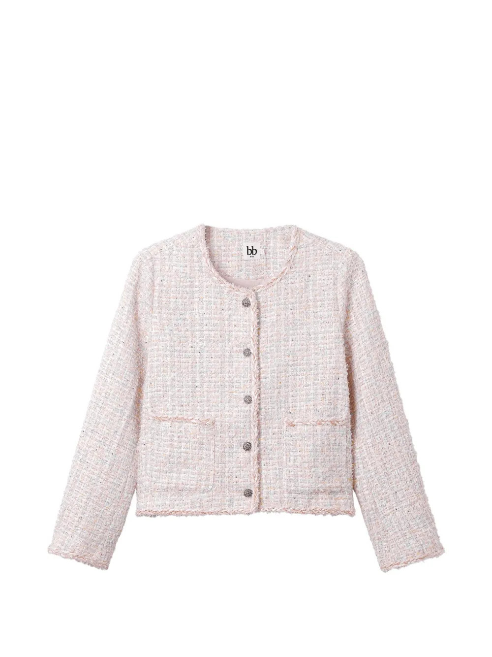 b+ab button frayed-detail tweed jacket - Pink | Farfetch Global